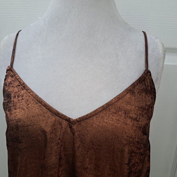 NWT Bronze Shimmering Slip Dress Size M - Picture 2 of 10
